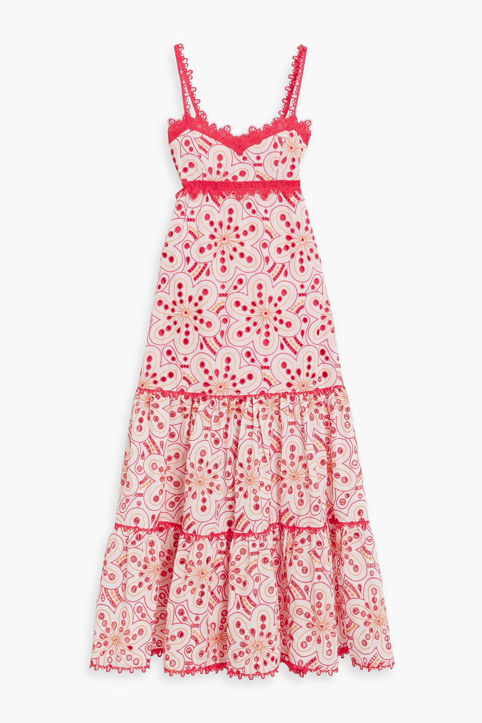 Charo Ruiz Andromeda Tiered Broderie Anglaise Cotton-blend Midi Dress
