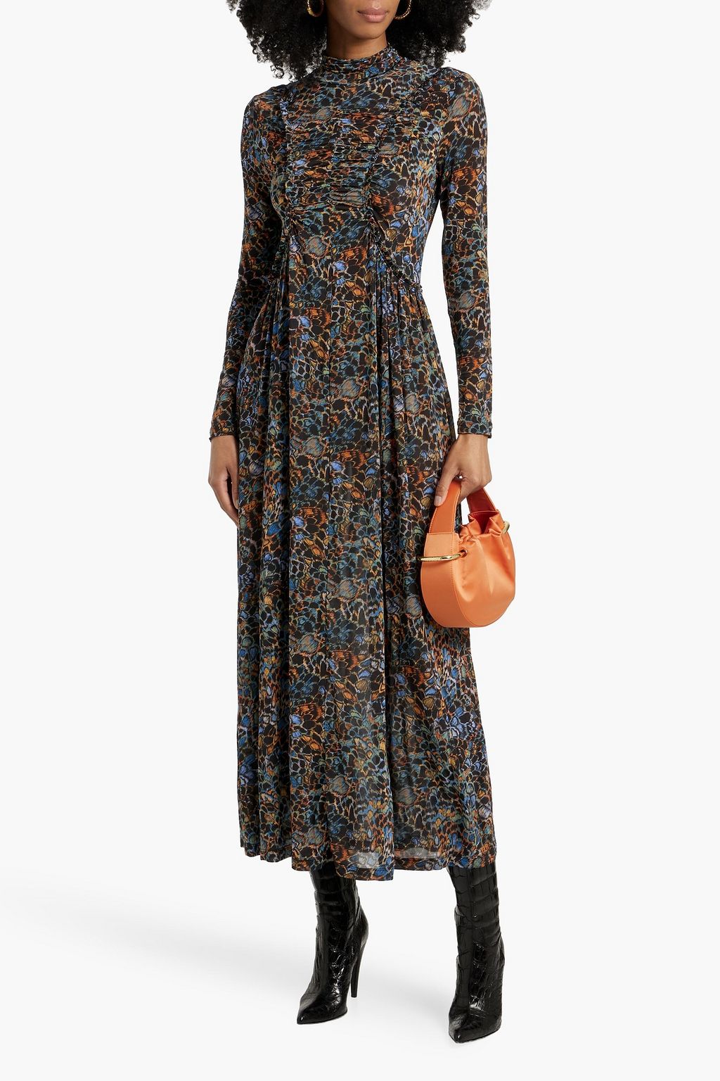 ULLA JOHNSON Orianna ruched printed stretch-jersey midi dress