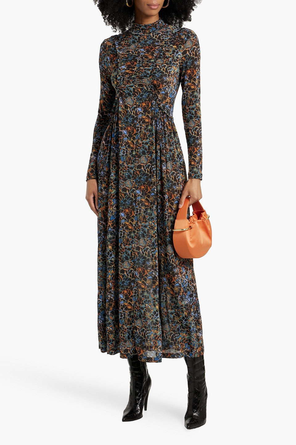 Ulla Johnson Orianna Ruched Printed Stretch-jersey Midi Dress In Multi