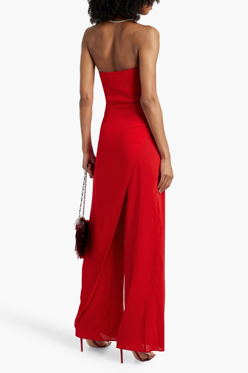 ALICE + OLIVIA Alondra strapless draped crepe and charmeuse jumpsuit