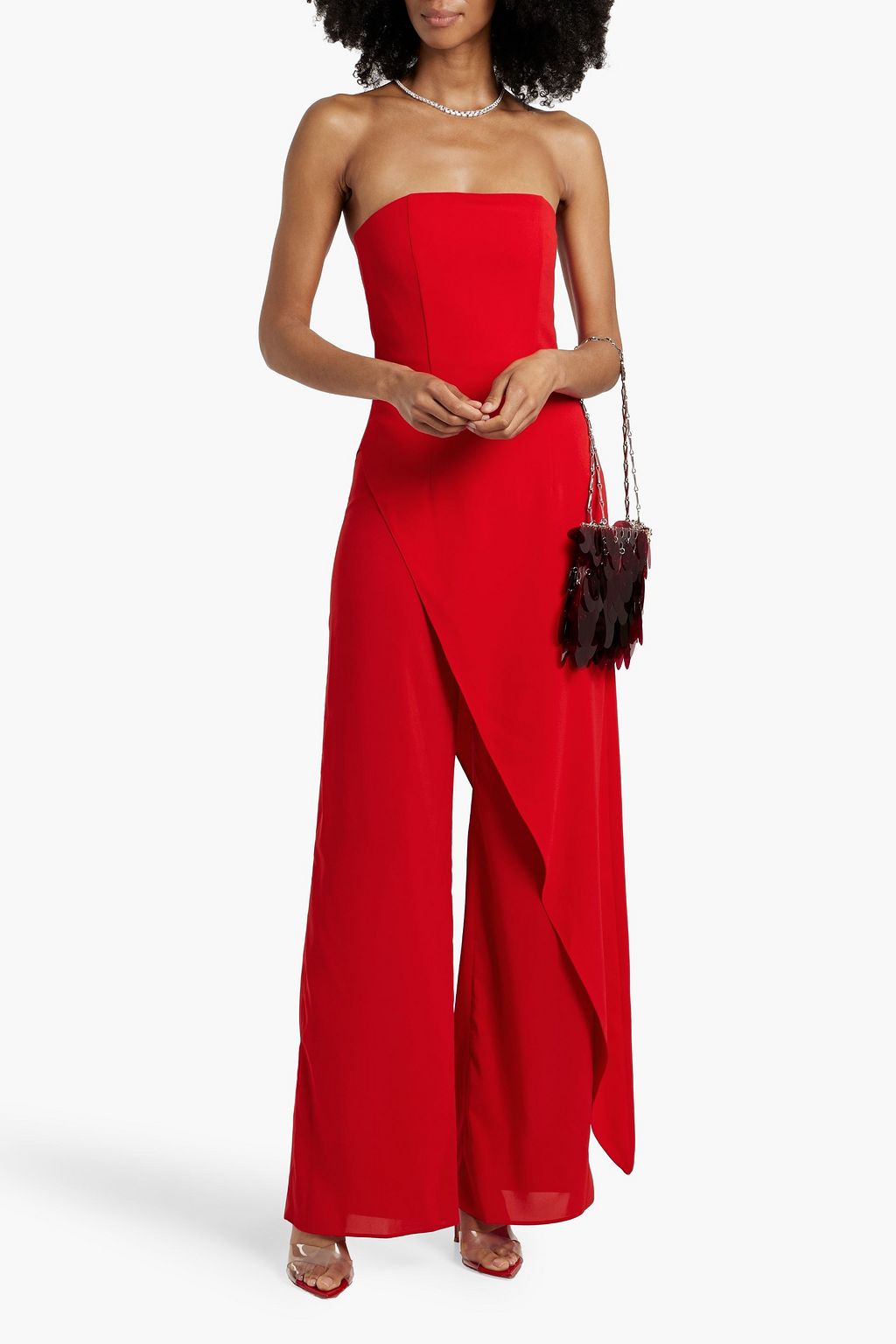 ALICE + OLIVIA Alondra strapless draped crepe and charmeuse jumpsuit