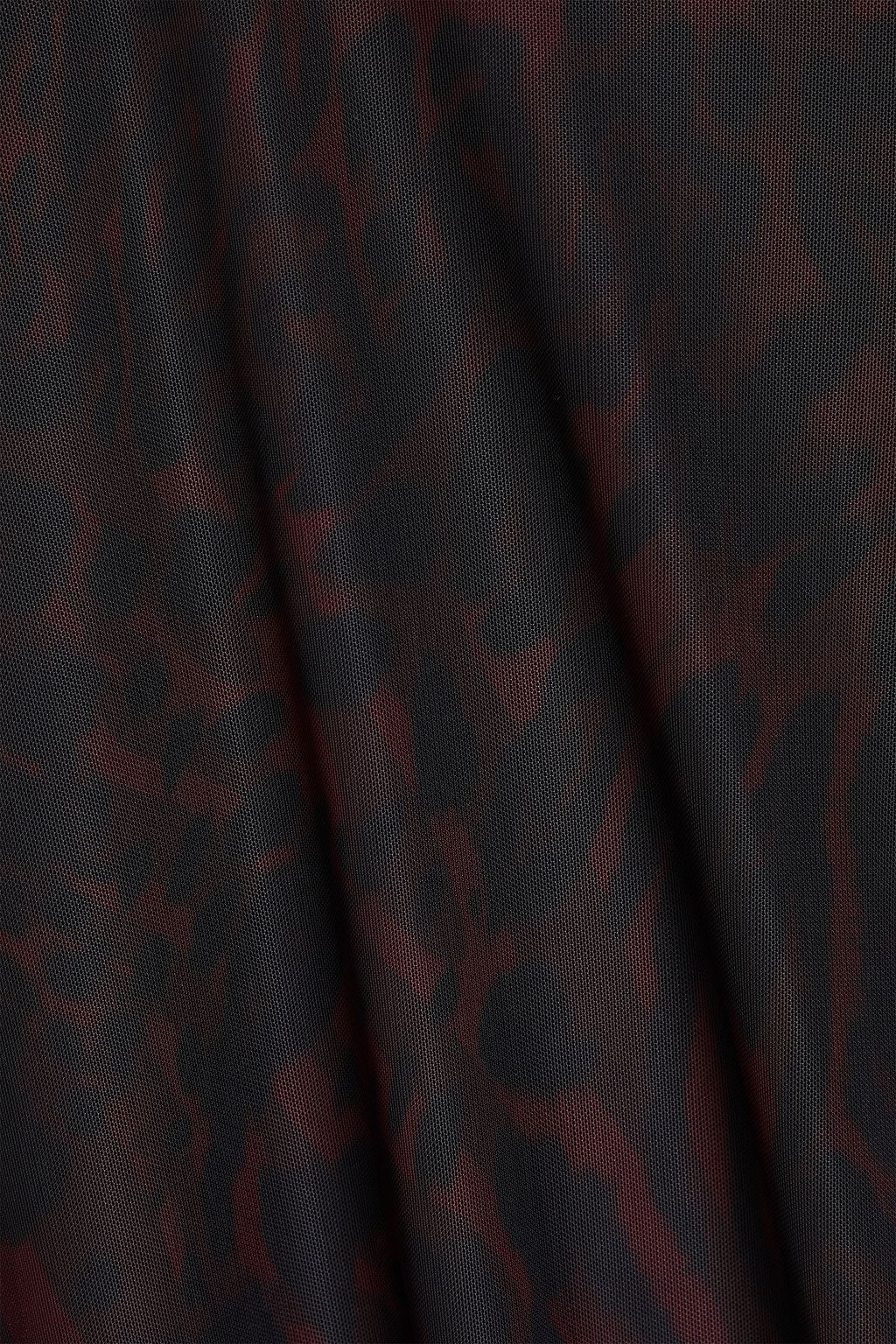 GANNI Leopard-print mesh turtleneck top