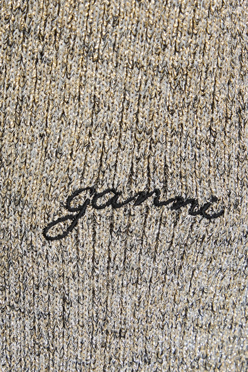 GANNI リブ編みニット カーディガン メタリック