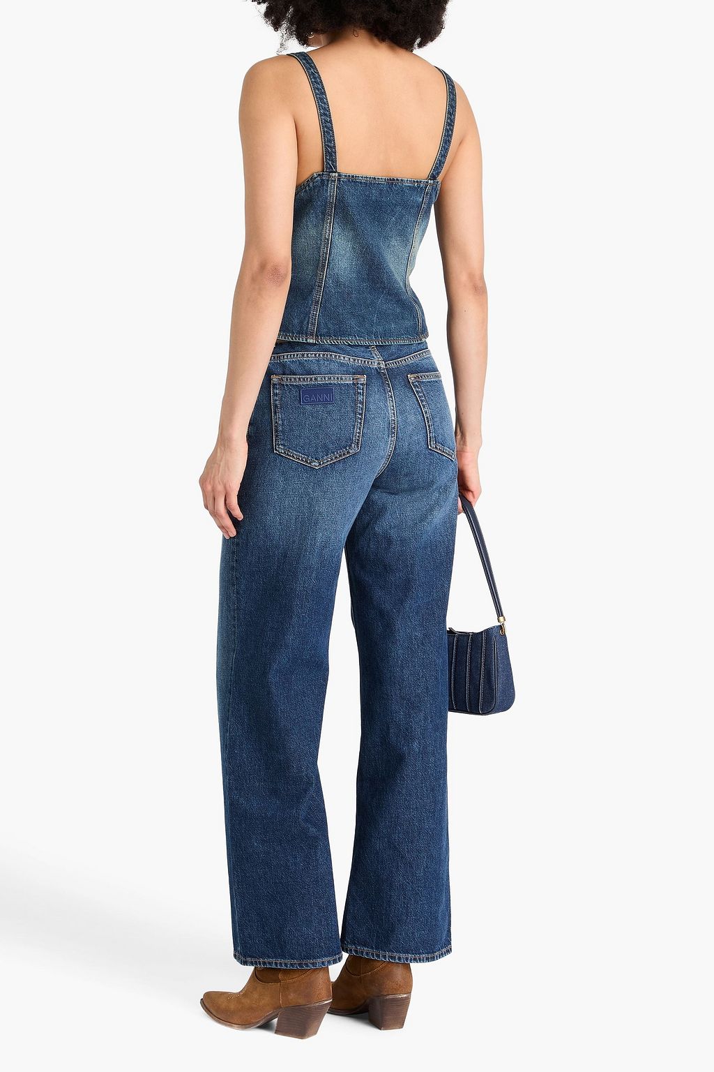 GANNI Faded denim top