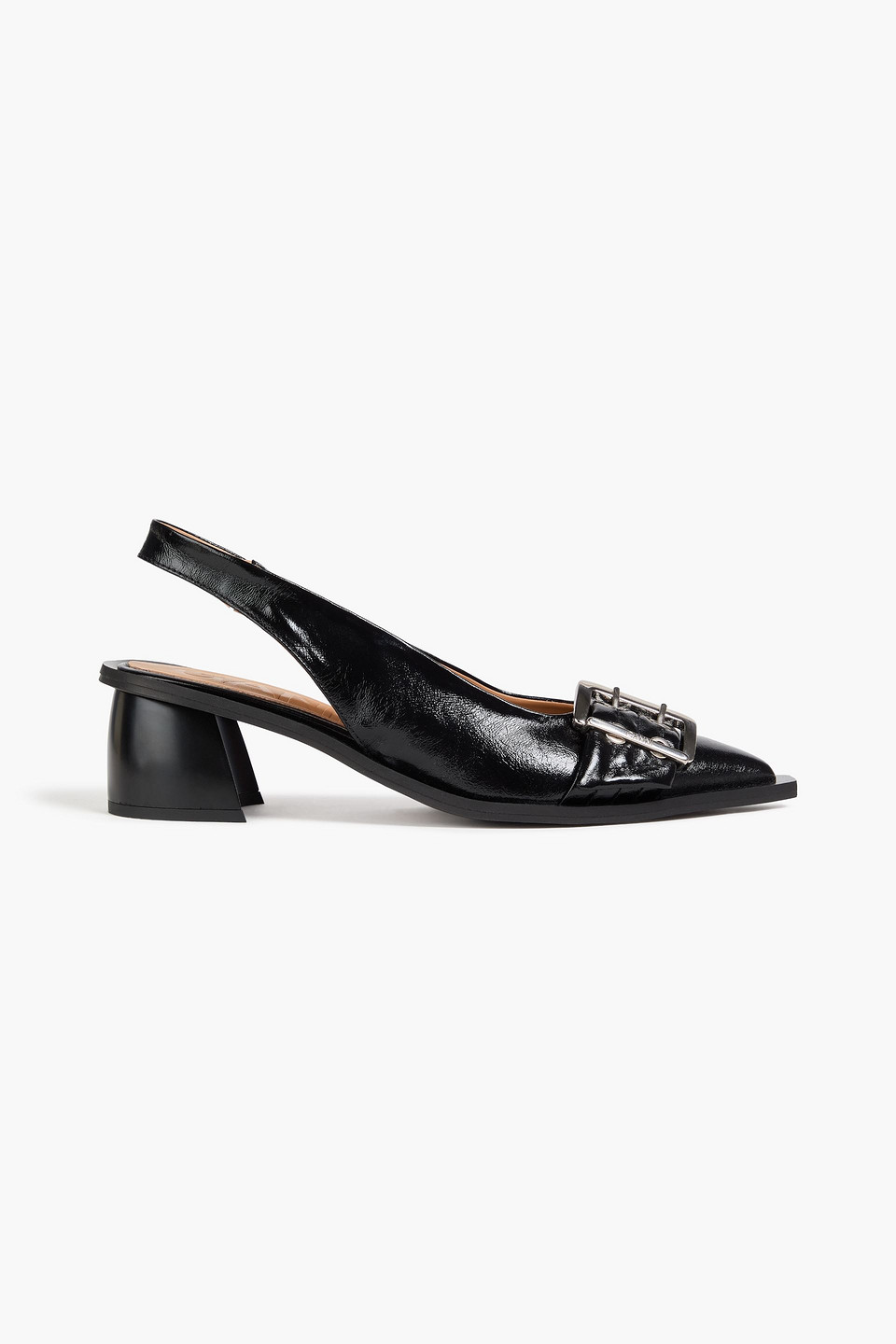 Buckled slingback pumps