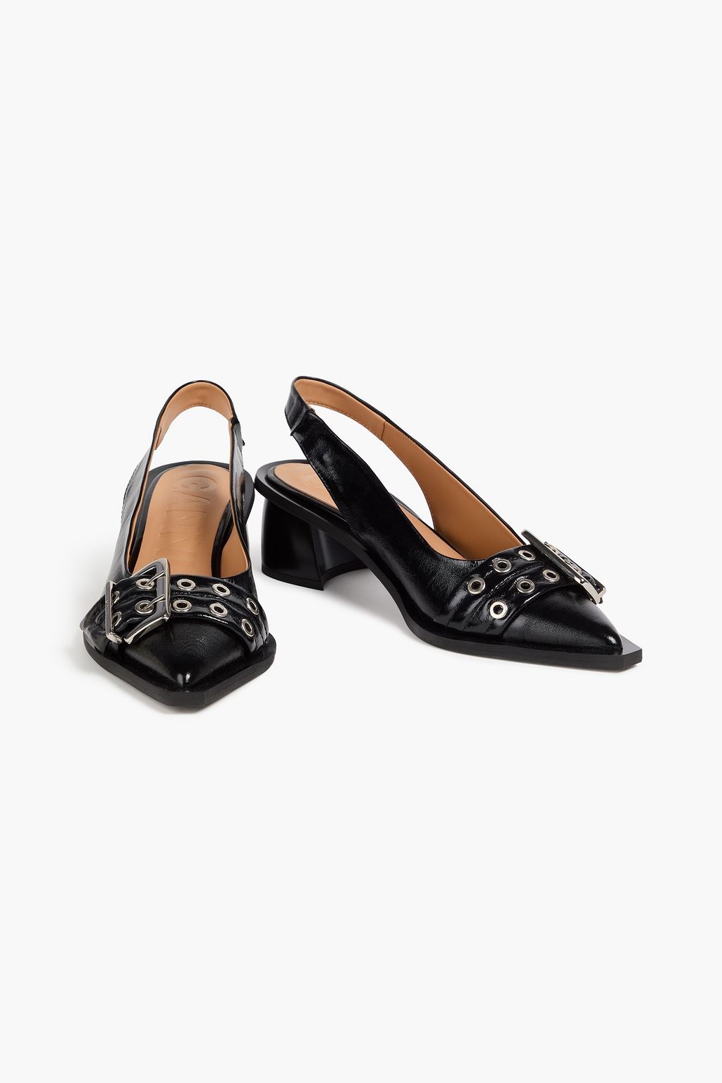 GANNI Buckled slingback pumps