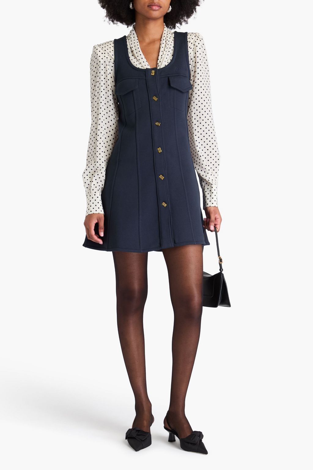 GANNI Cotton-fleece mini dress