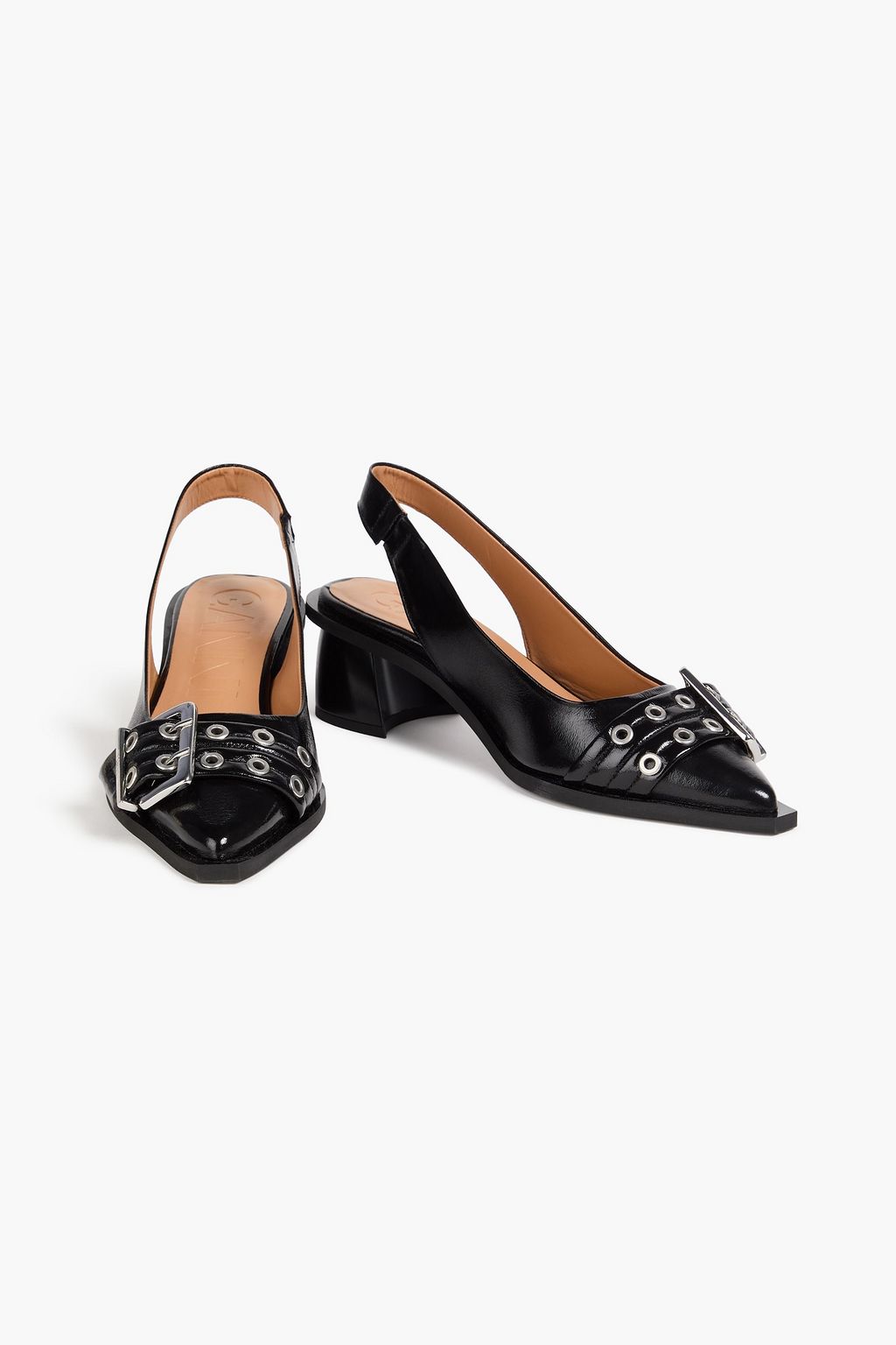 GANNI Buckled slingback pumps