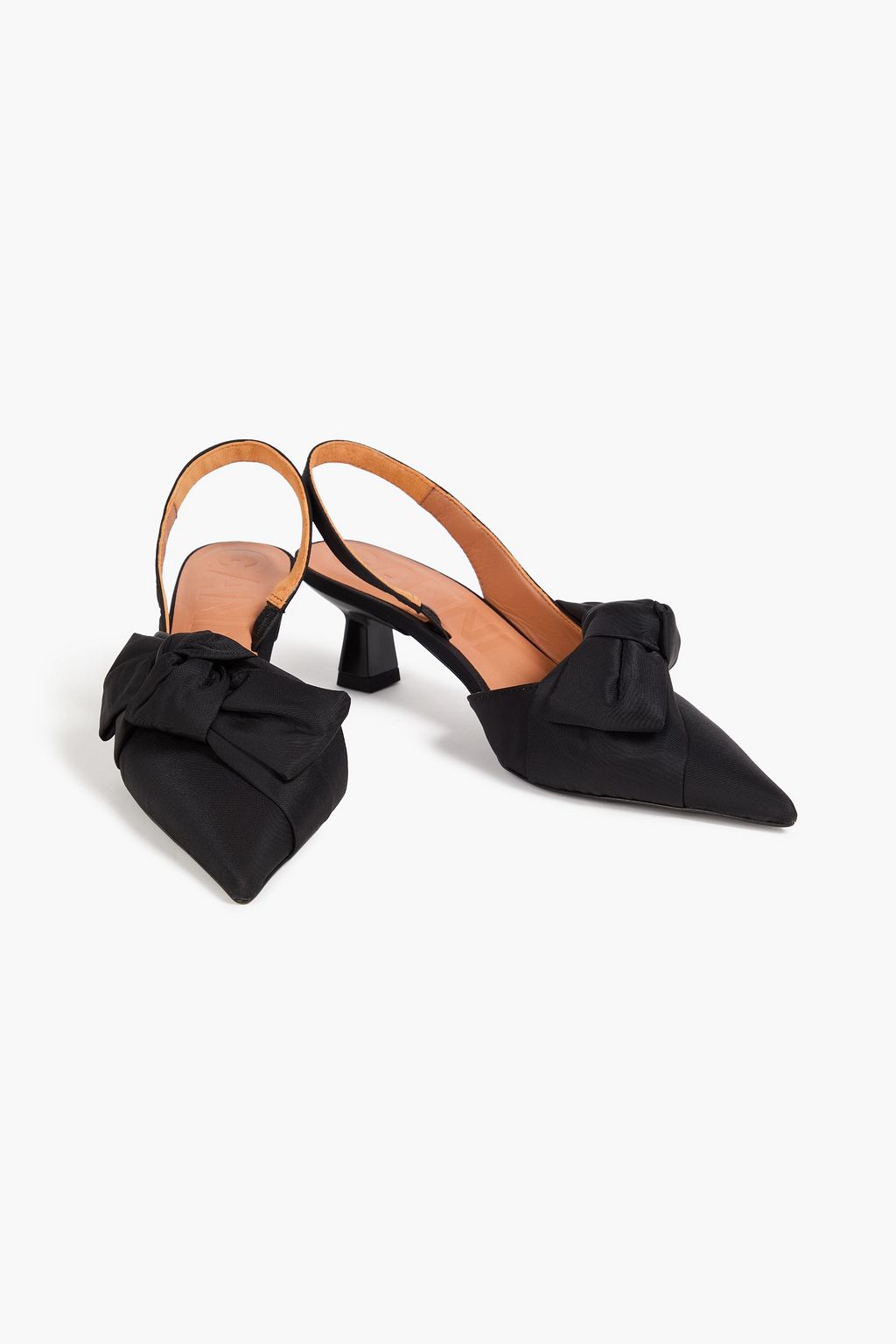 GANNI Soft Bow taffeta slingback pumps