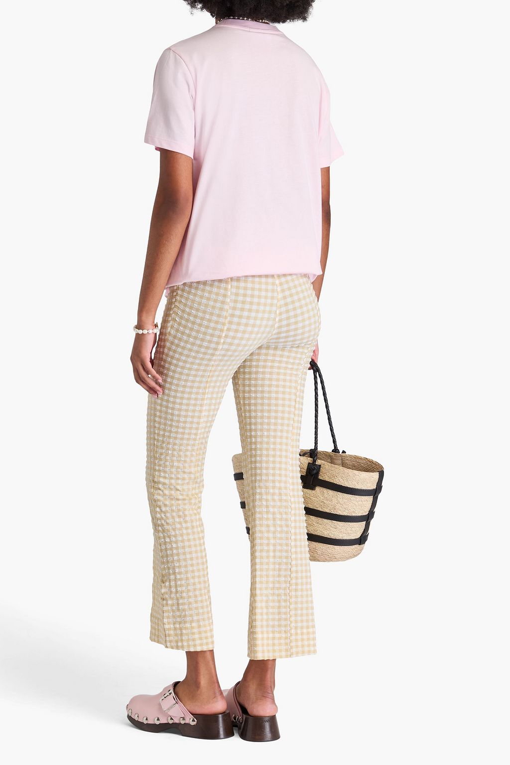 GANNI Printed cotton-jersey T-shirt