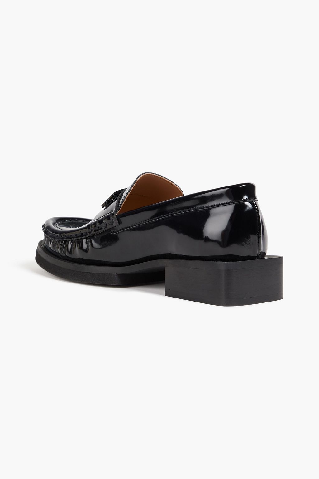 GANNI Embellished patent leather-blend loafers