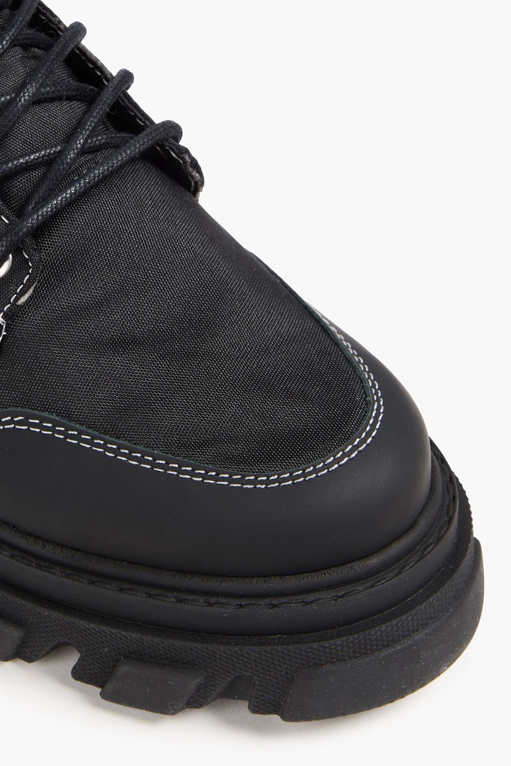 GANNI Leather-trimmed canvas hiking boots