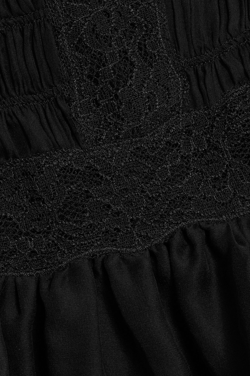 VALENTINO GARAVANI Lace-trimmed shirred silk-chiffon mini dress