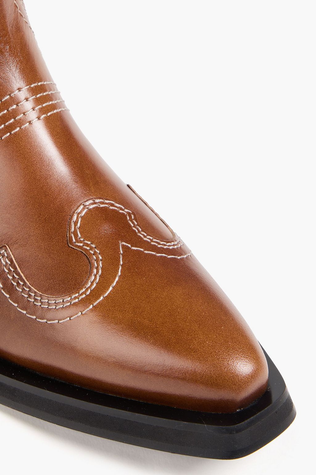 GANNI Cowboy Boots aus Leder mit Stickereien