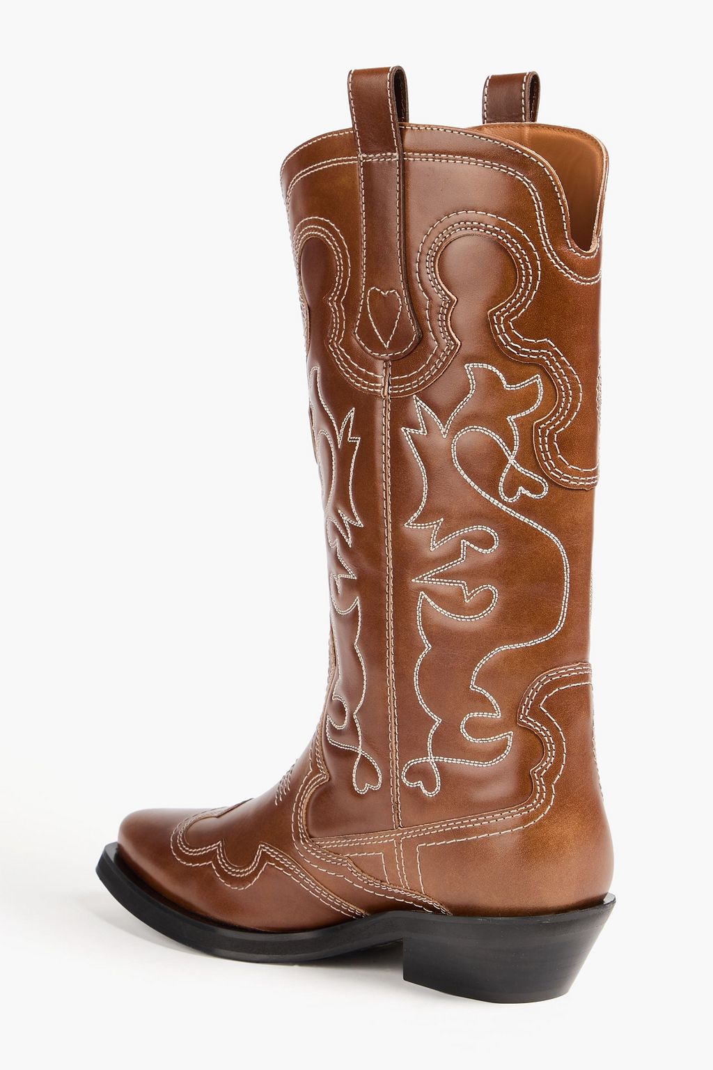 GANNI Cowboy Boots aus Leder mit Stickereien