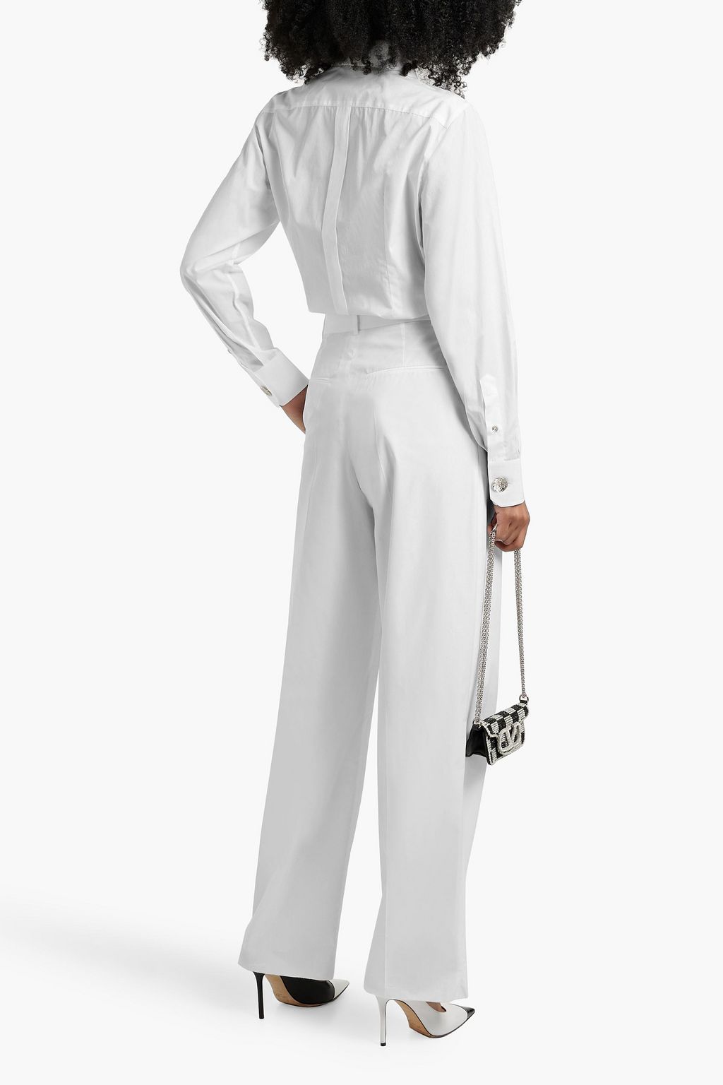 DOLCE&GABBANA Pussy-bow cotton-poplin shirt