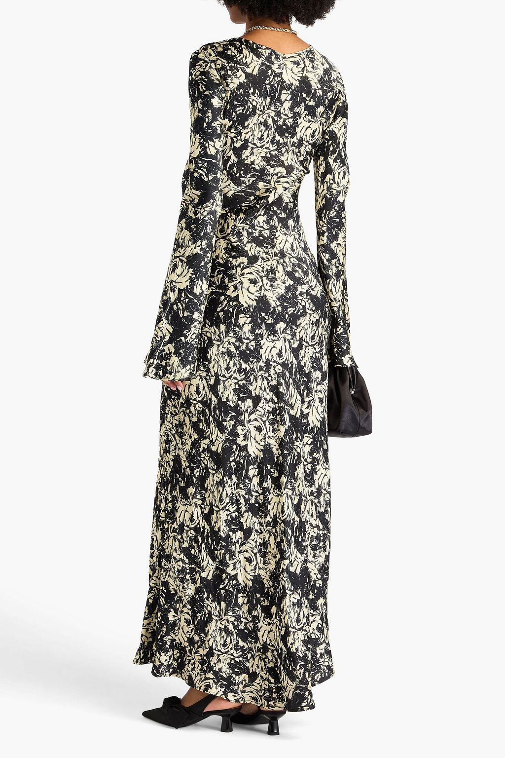GANNI Printed satin maxi dress
