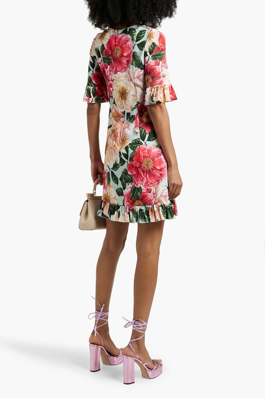 DOLCE&GABBANA Ruffled floral-print crepe mini dress