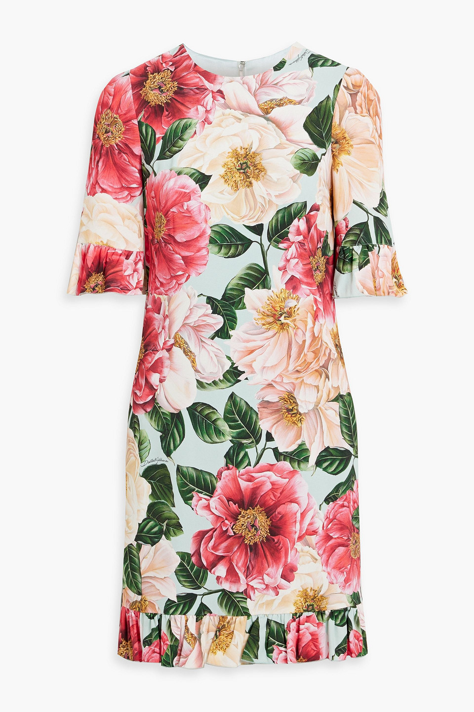Dolce & Gabbana Ruffled Floral-print Crepe Mini Dress