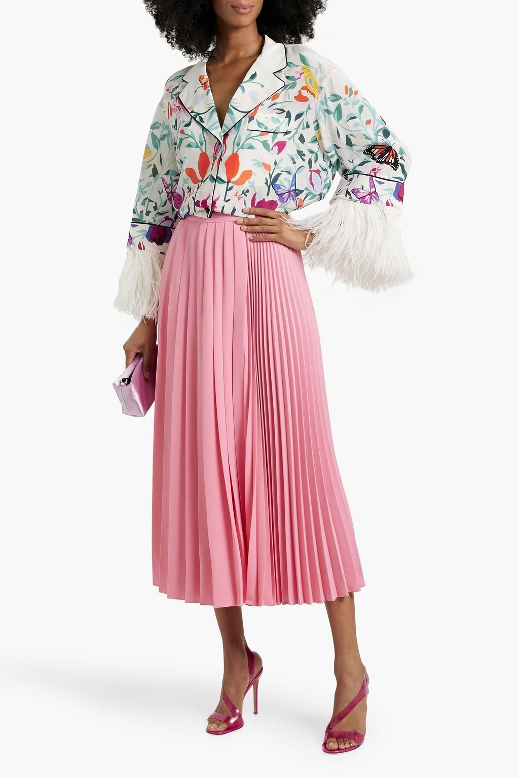 VALENTINO GARAVANI Pleated crepe midi skirt