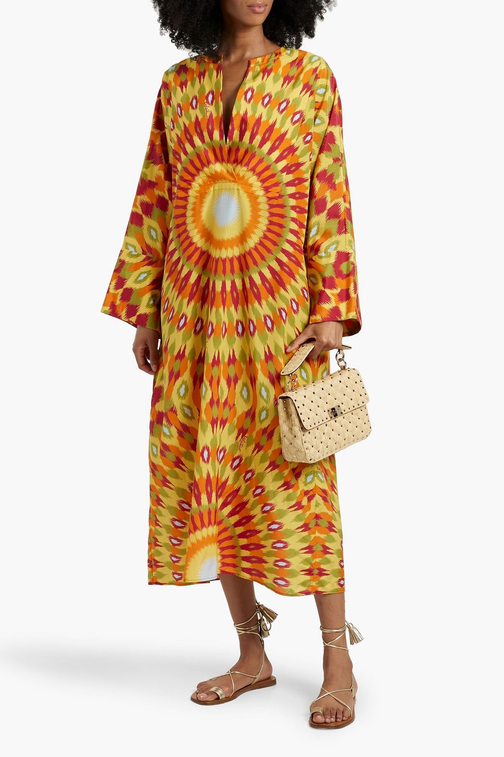 VALENTINO GARAVANI Printed silk and cotton-blend kaftan