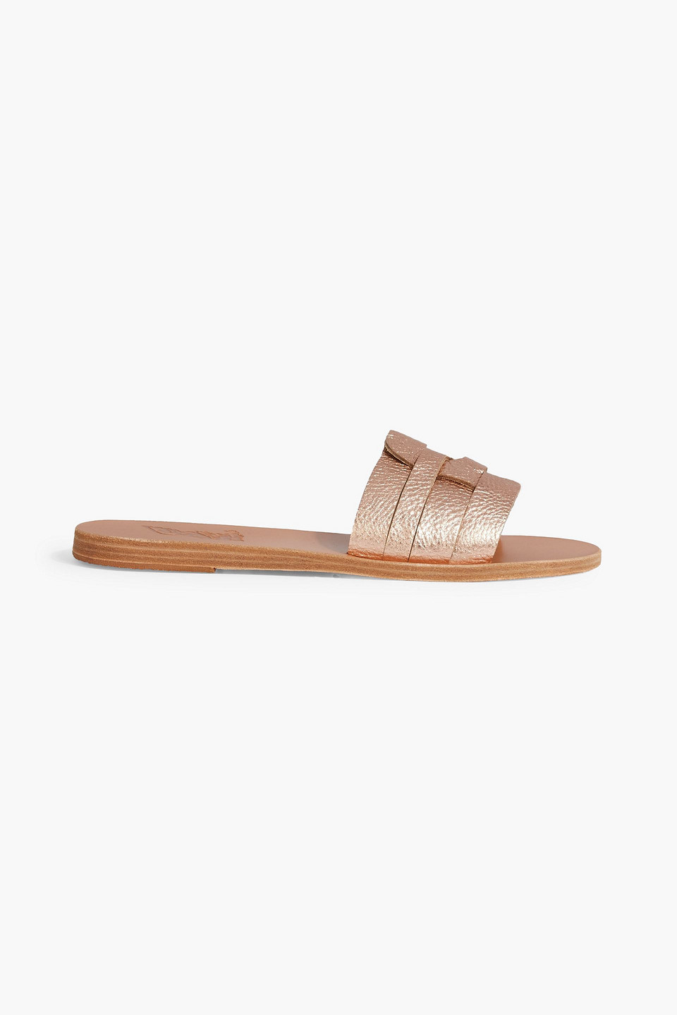 Ancient Greek Sandals Filenada Metallic Pebbled-leather Sandals In Gold