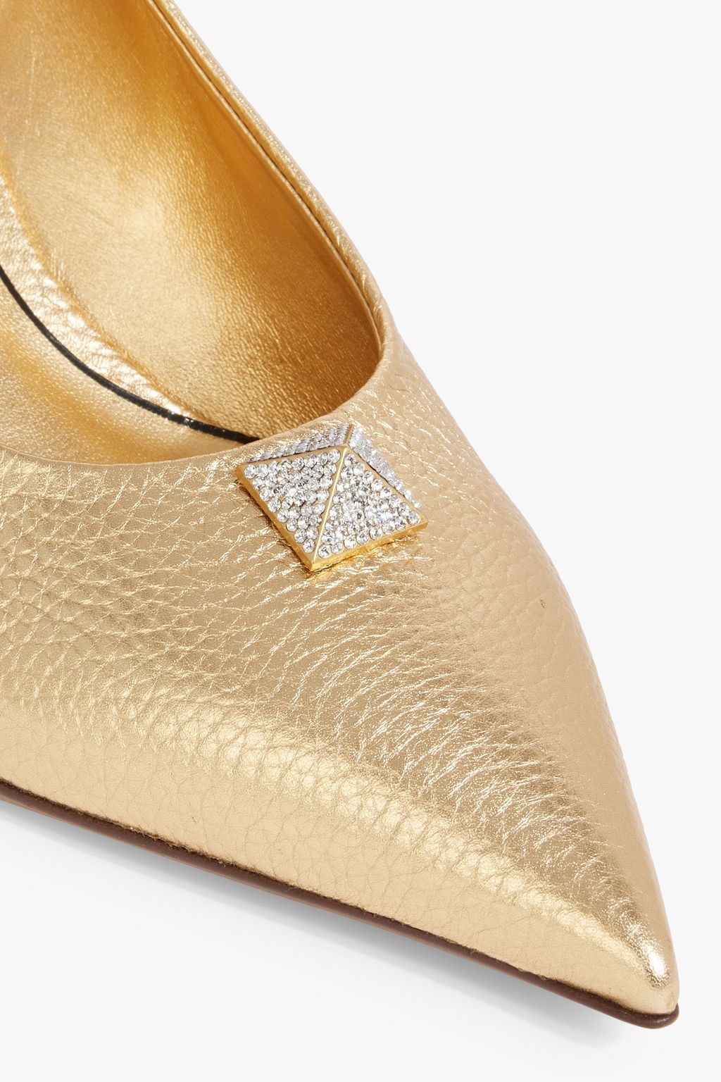 VALENTINO GARAVANI One Stud ペブル加工レザー スリングバックパンプス