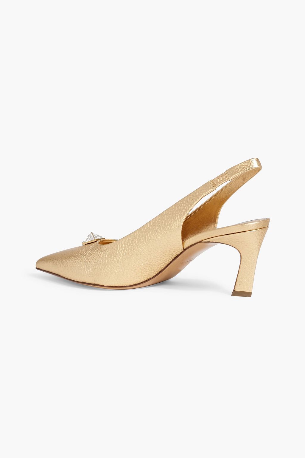 VALENTINO GARAVANI One Stud ペブル加工レザー スリングバックパンプス