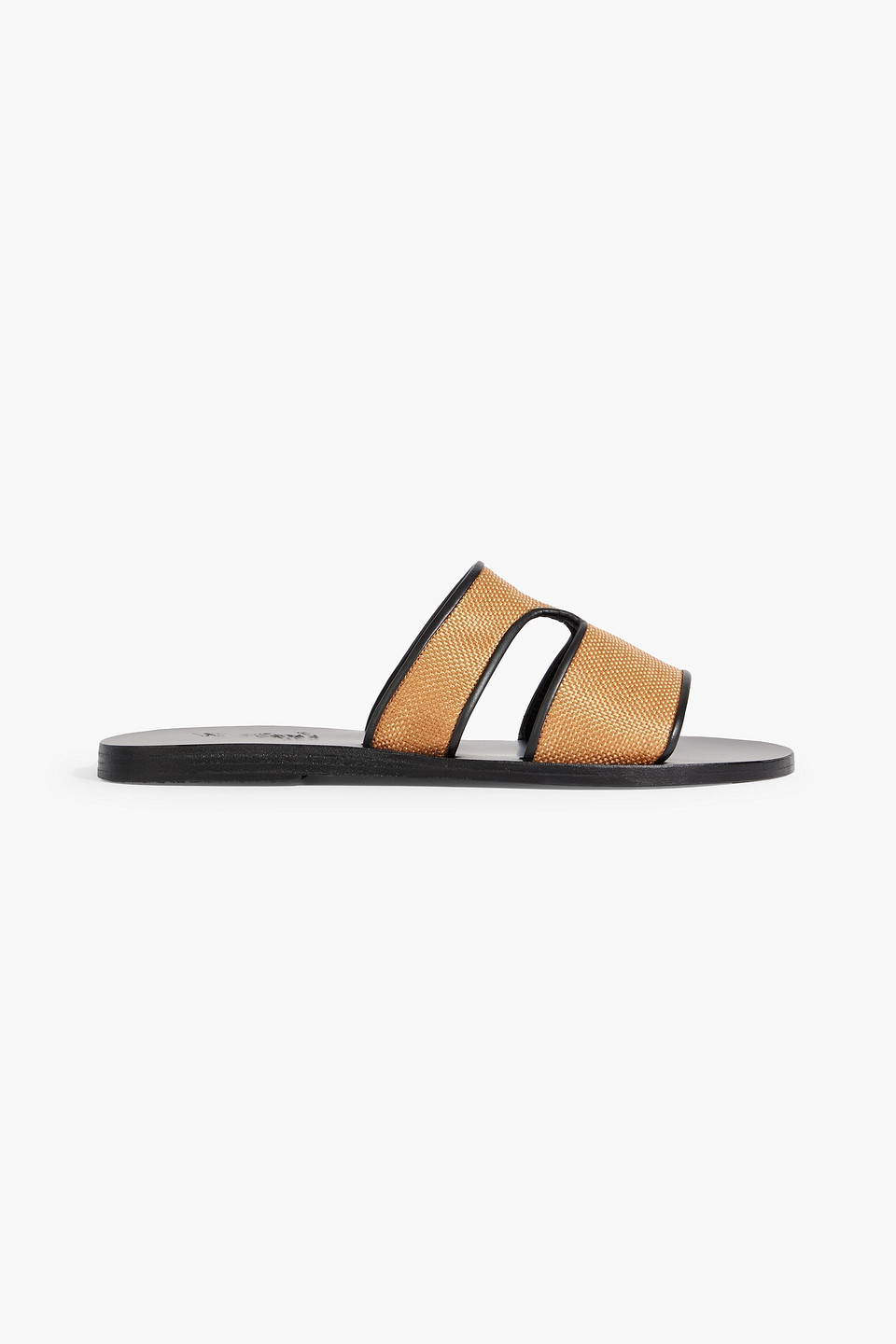 Shop Ancient Greek Sandals Apteros Leather-trimmed Raffia Sandals