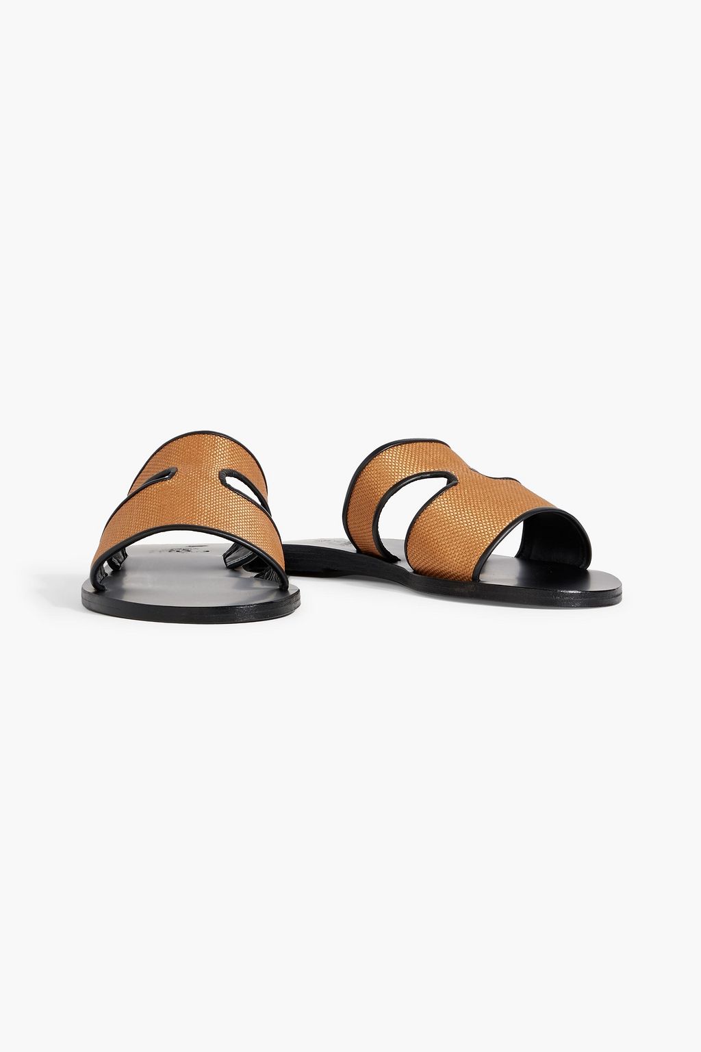 ANCIENT GREEK SANDALS Apteros leather-trimmed raffia sandals