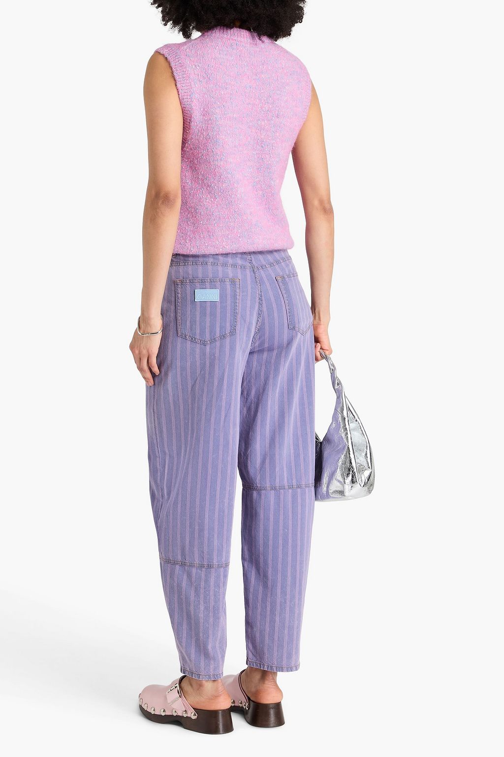 GANNI Hoch sitzende Barrel-Jeans mit Streifen