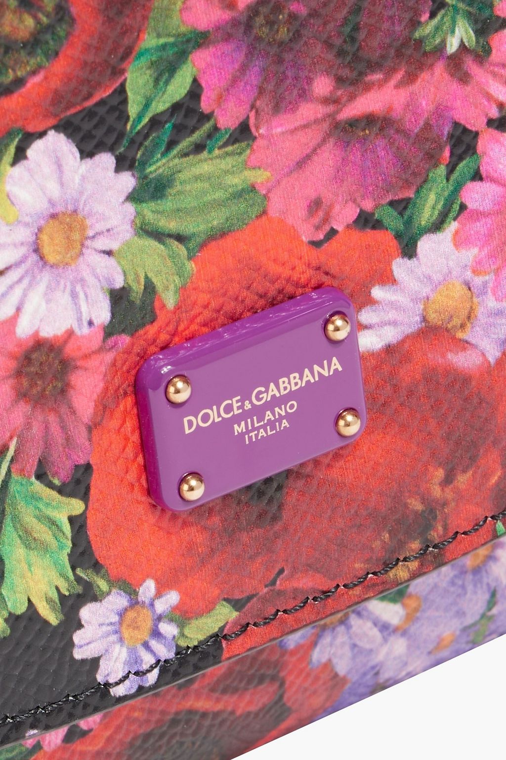 DOLCE&GABBANA Floral-print pebbled-leather shoulder bag
