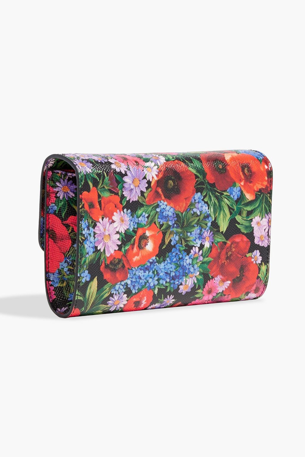 DOLCE&GABBANA Floral-print pebbled-leather shoulder bag
