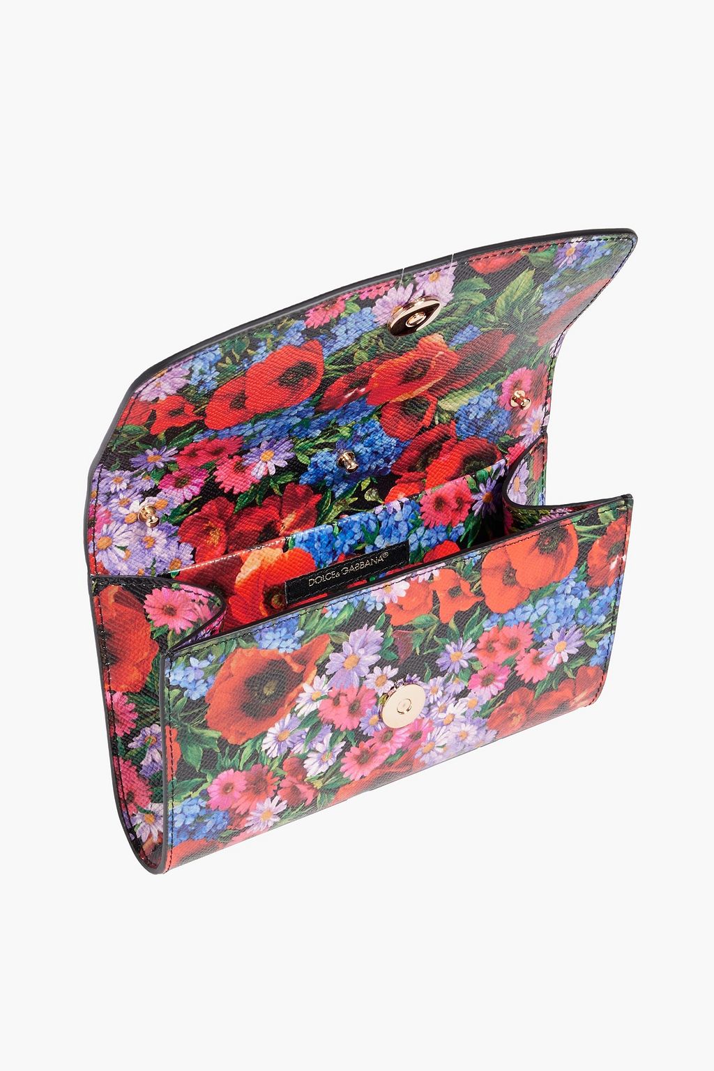 DOLCE&GABBANA Floral-print pebbled-leather shoulder bag