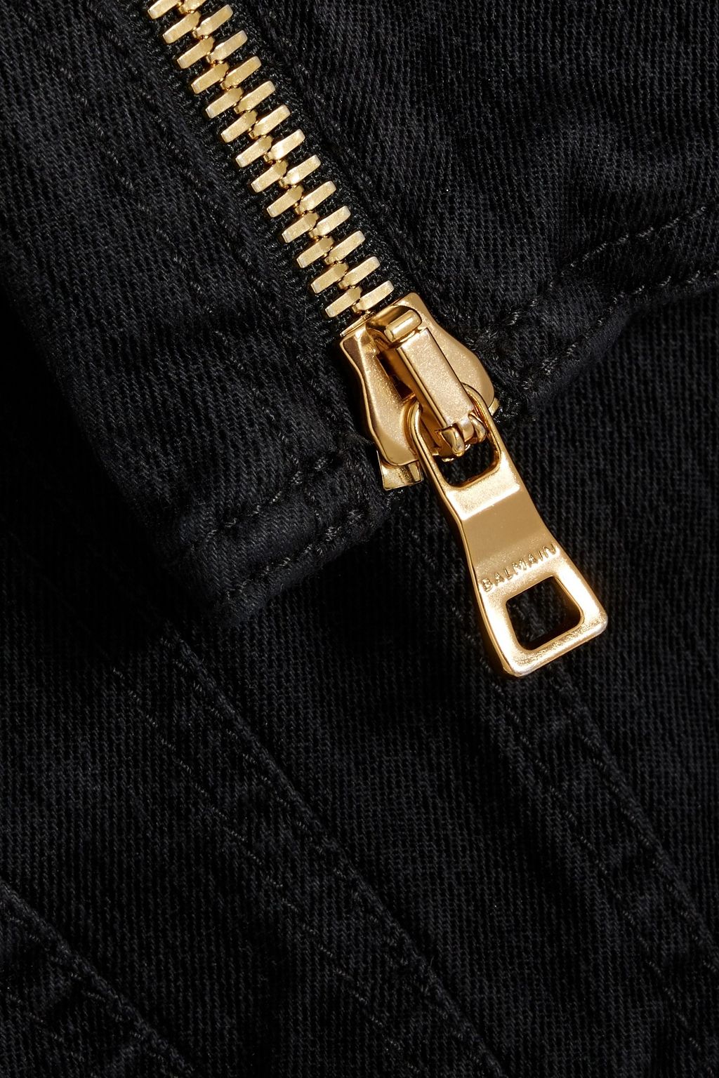 BALMAIN Off-the-shoulder asymmetric denim top