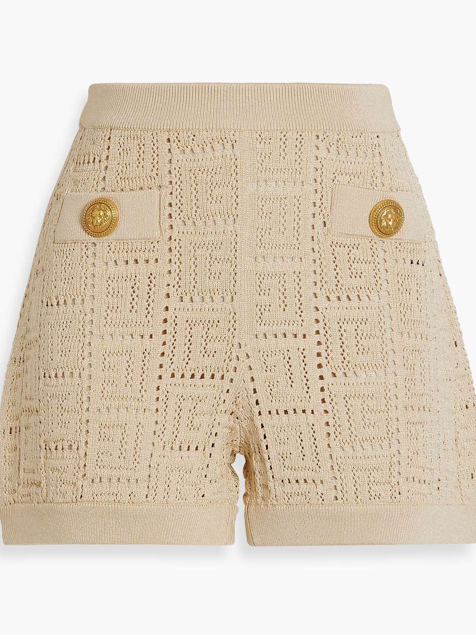 pointelle-knit shorts