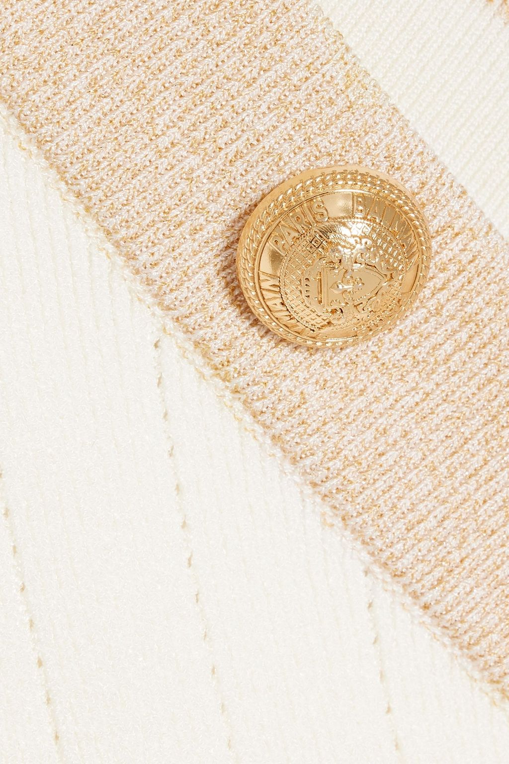 BALMAIN Cropped metallic stretch-knit top