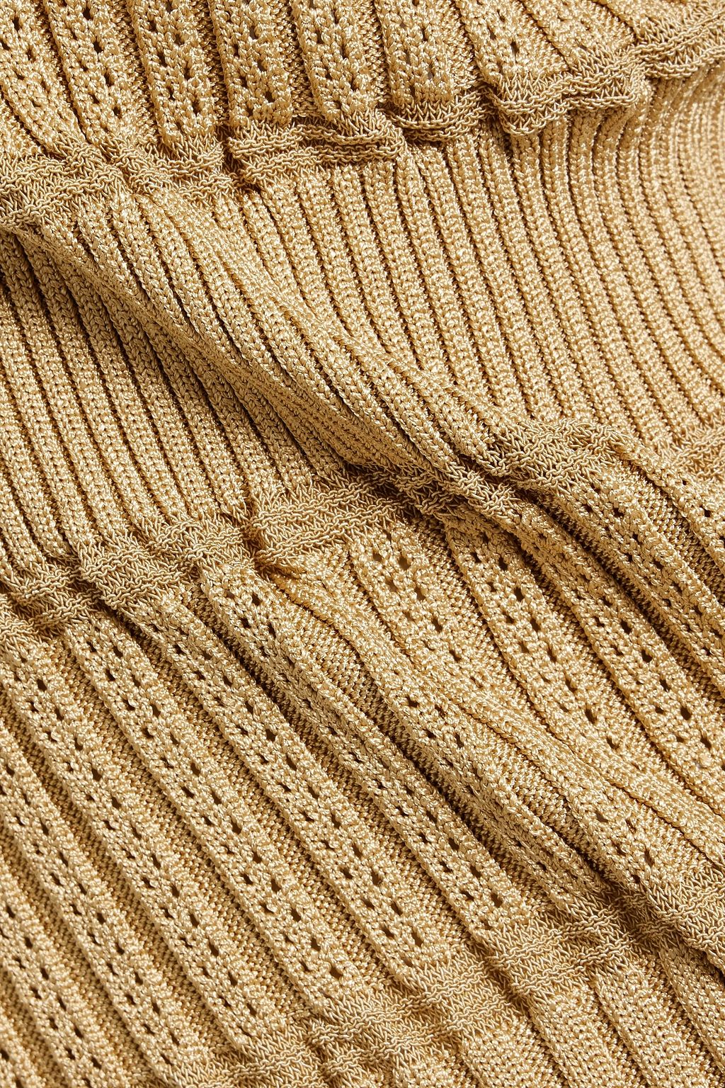 BALMAIN Ribbed and pointelle-knit maxi pencil skirt