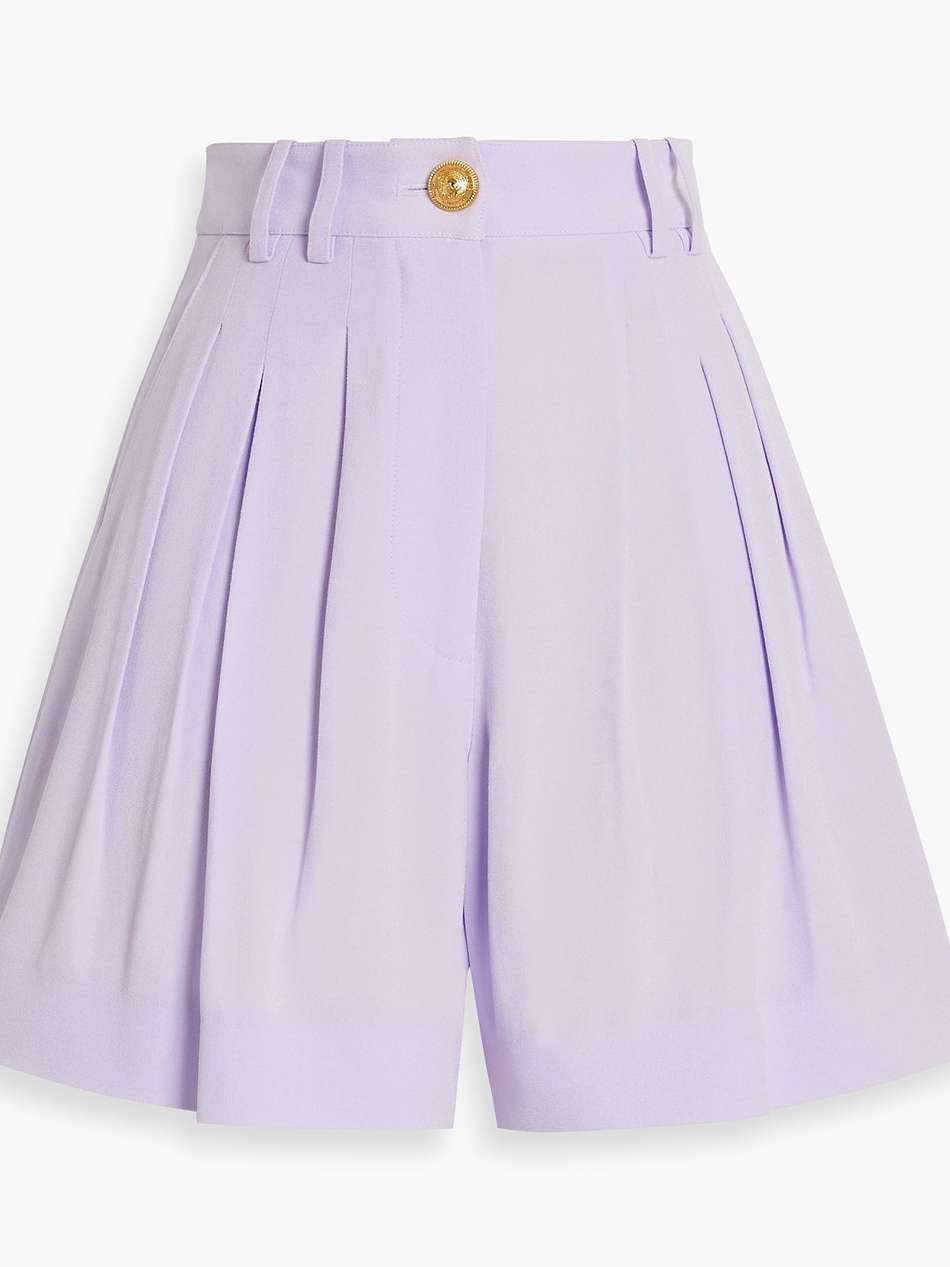 pleated crepe shorts