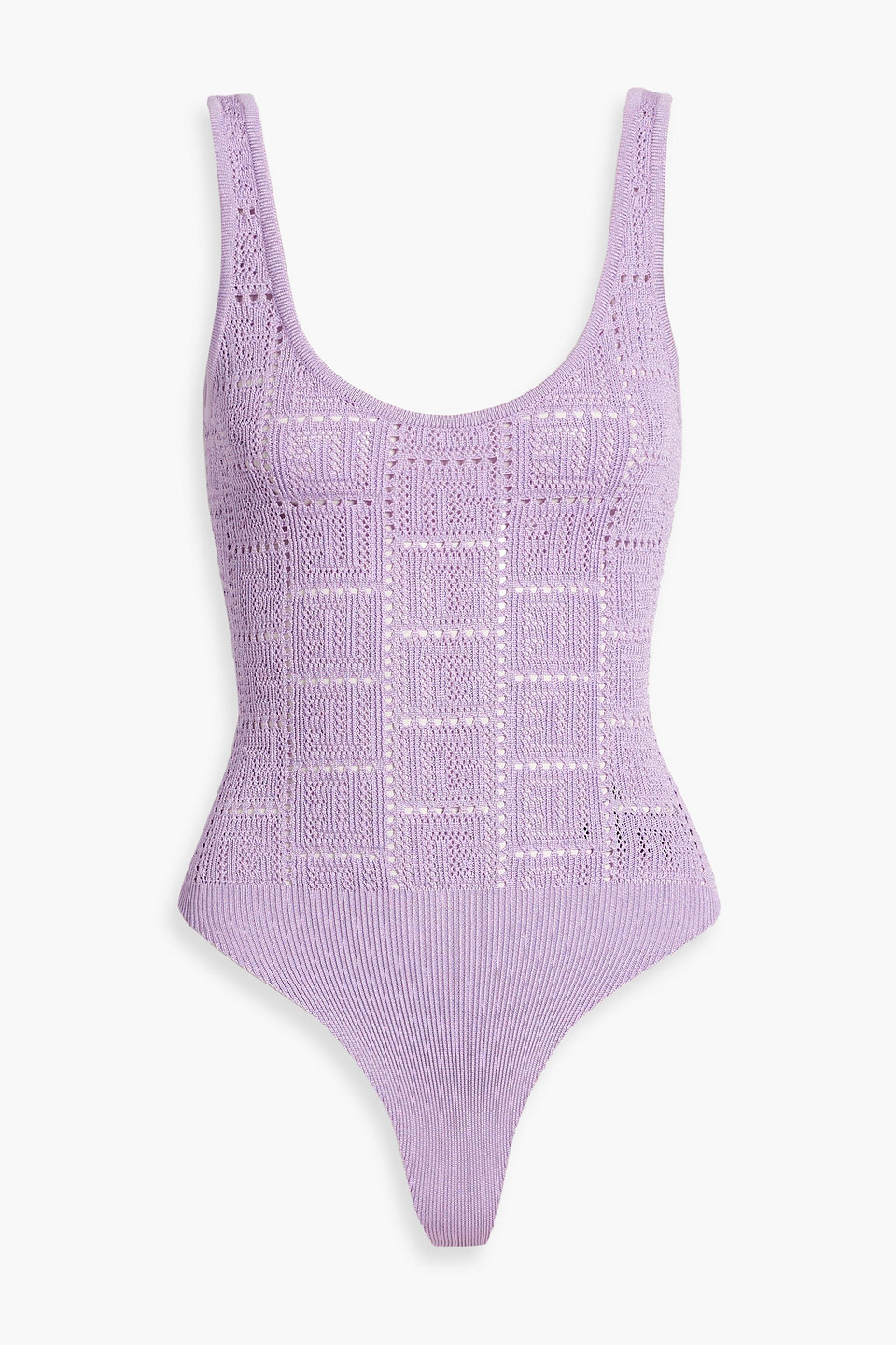 Balmain Pointelle-knit Bodysuit In Purple