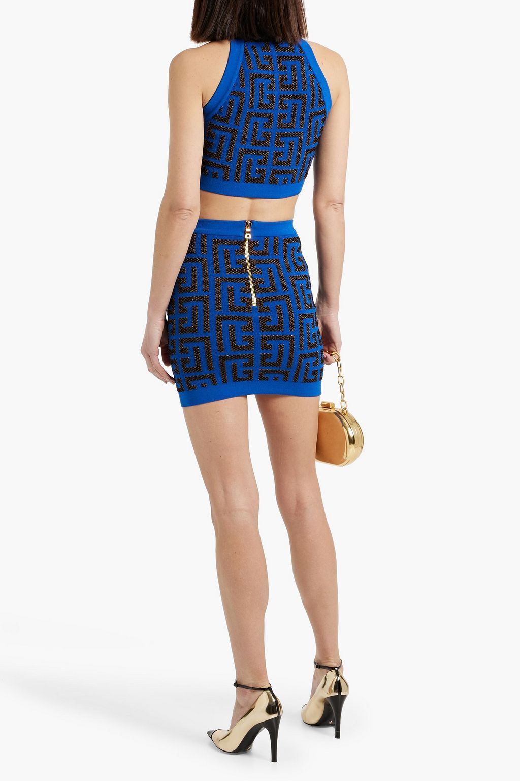 BALMAIN Metallic jacquard-knit mini skirt