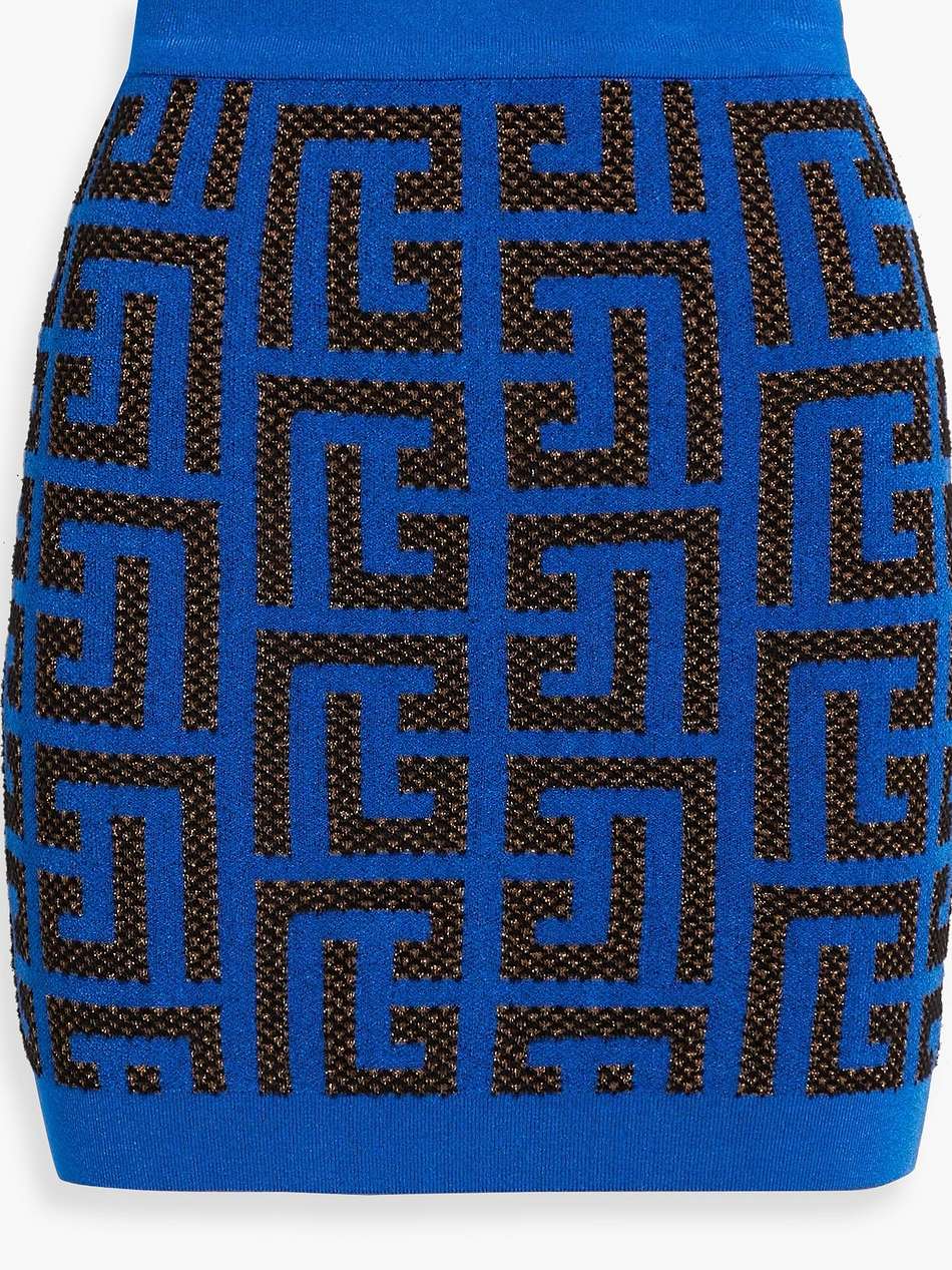 metallic jacquard-knit mini skirt