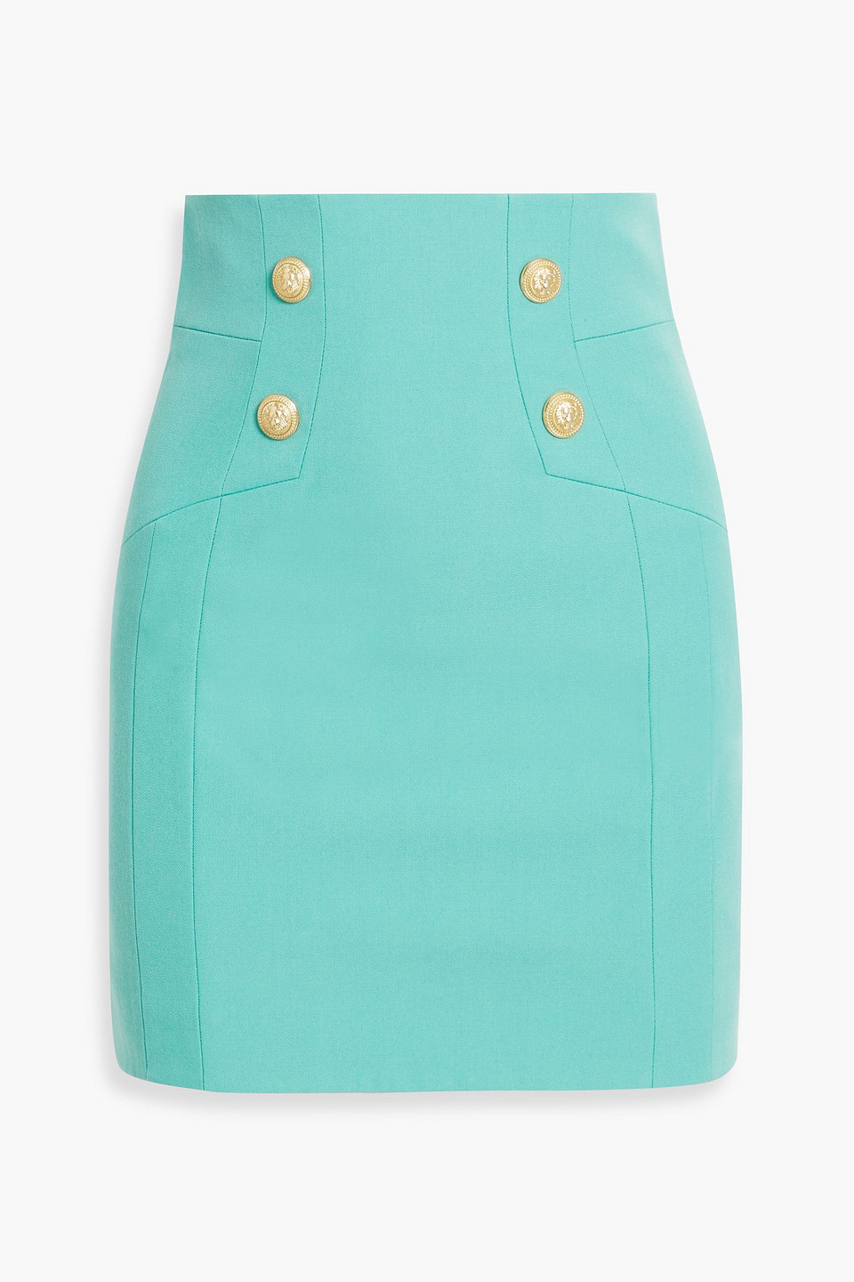 Balmain Wool-crepe Mini Skirt In Green