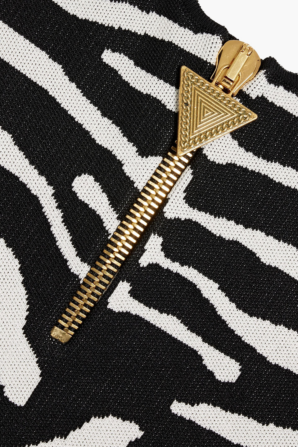 Balmain Zebra-jacquard Bodysuit In Black