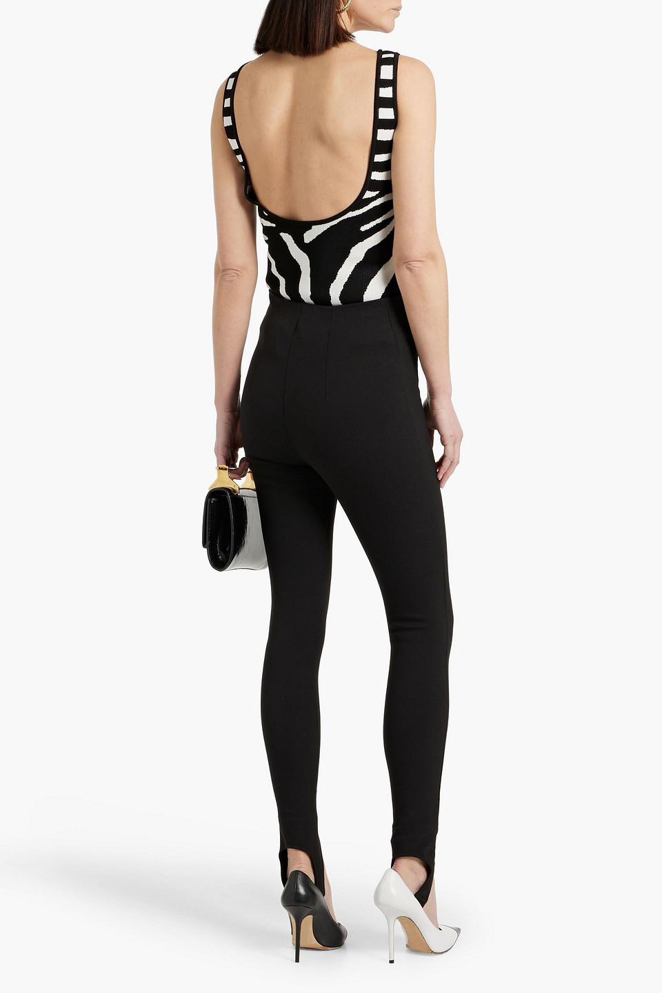 Balmain Zebra-jacquard Bodysuit In Black