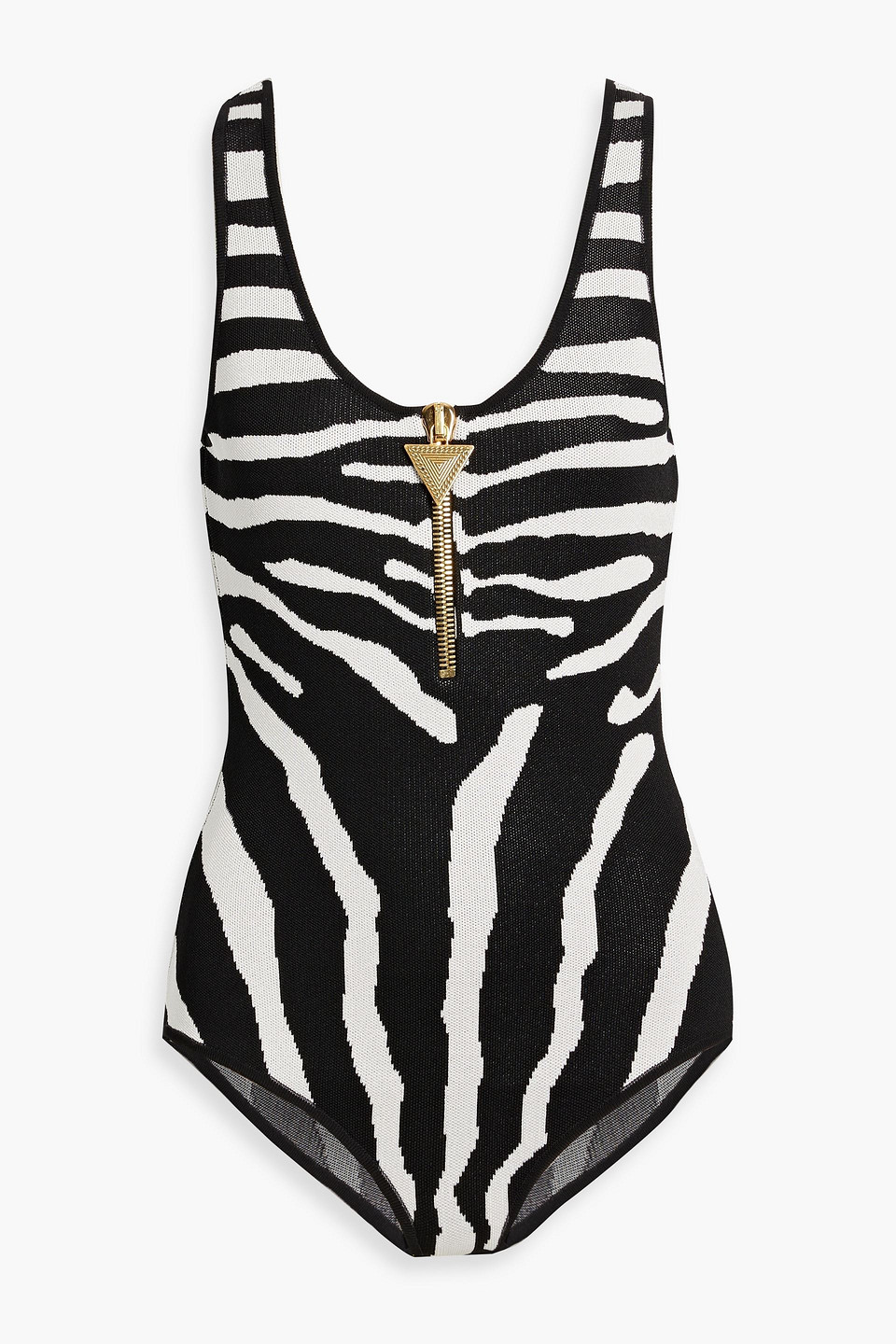 Balmain Zebra-jacquard Bodysuit In Black