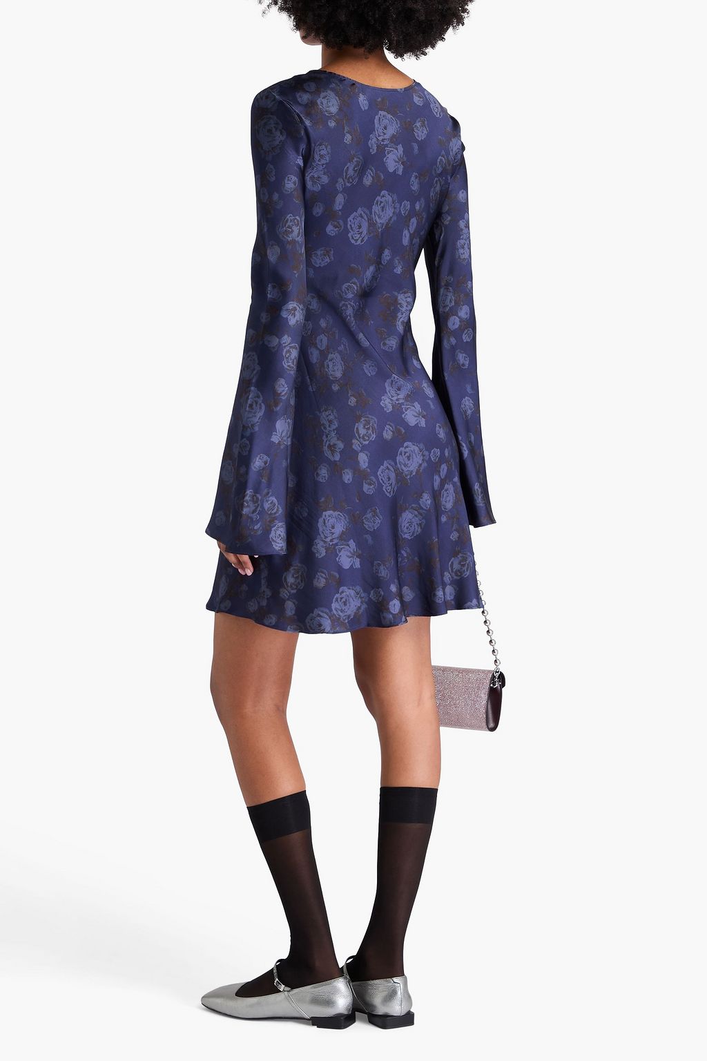 GANNI Floral-print satin mini dress
