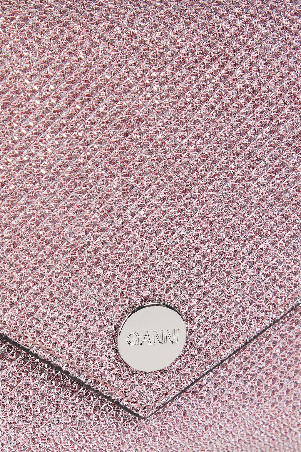 GANNI Banner Envelope glittered woven clutch