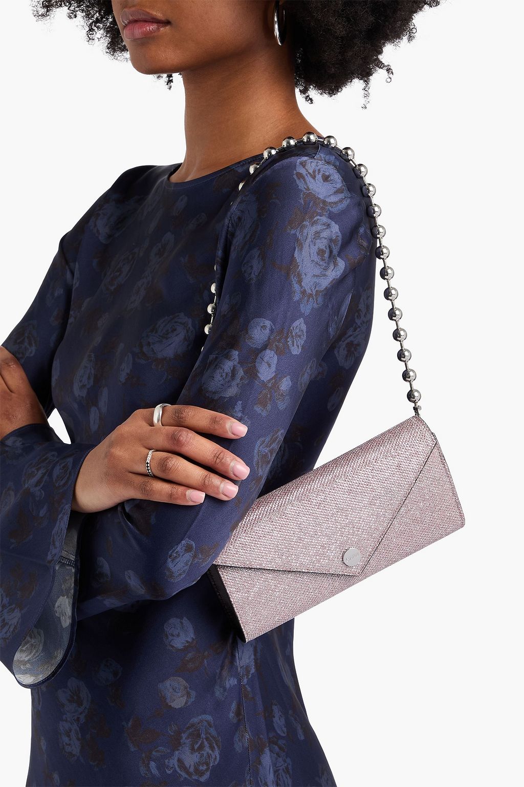 GANNI Banner Envelope glittered woven clutch
