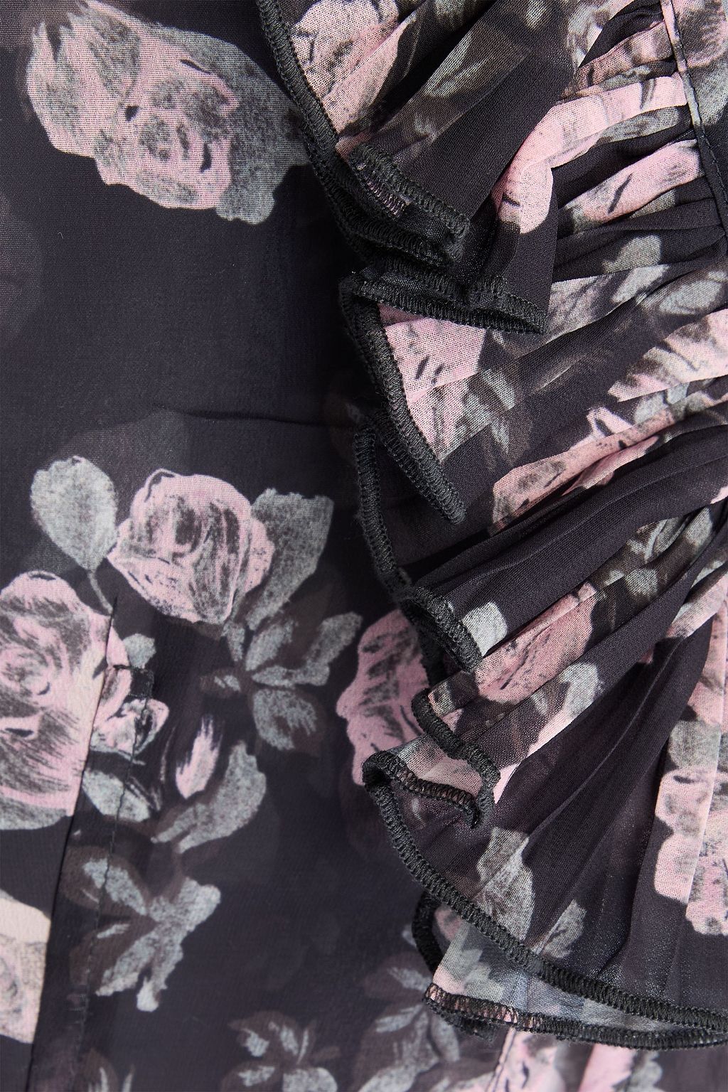 GANNI Ruffled floral-print georgette blouse